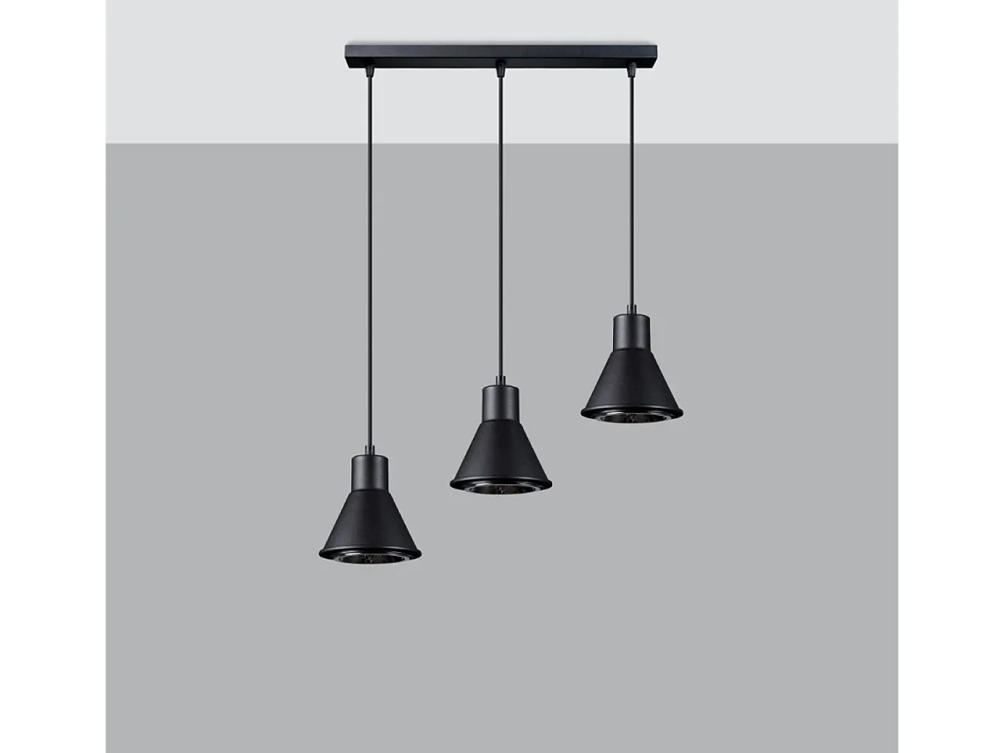 Sollux Lighting Lámpara Suspendida-Lámparas colgantes Zylata moderno de acero - 3 fuentes luminosas 3000K - L.45 x A.120 cm - Negro
