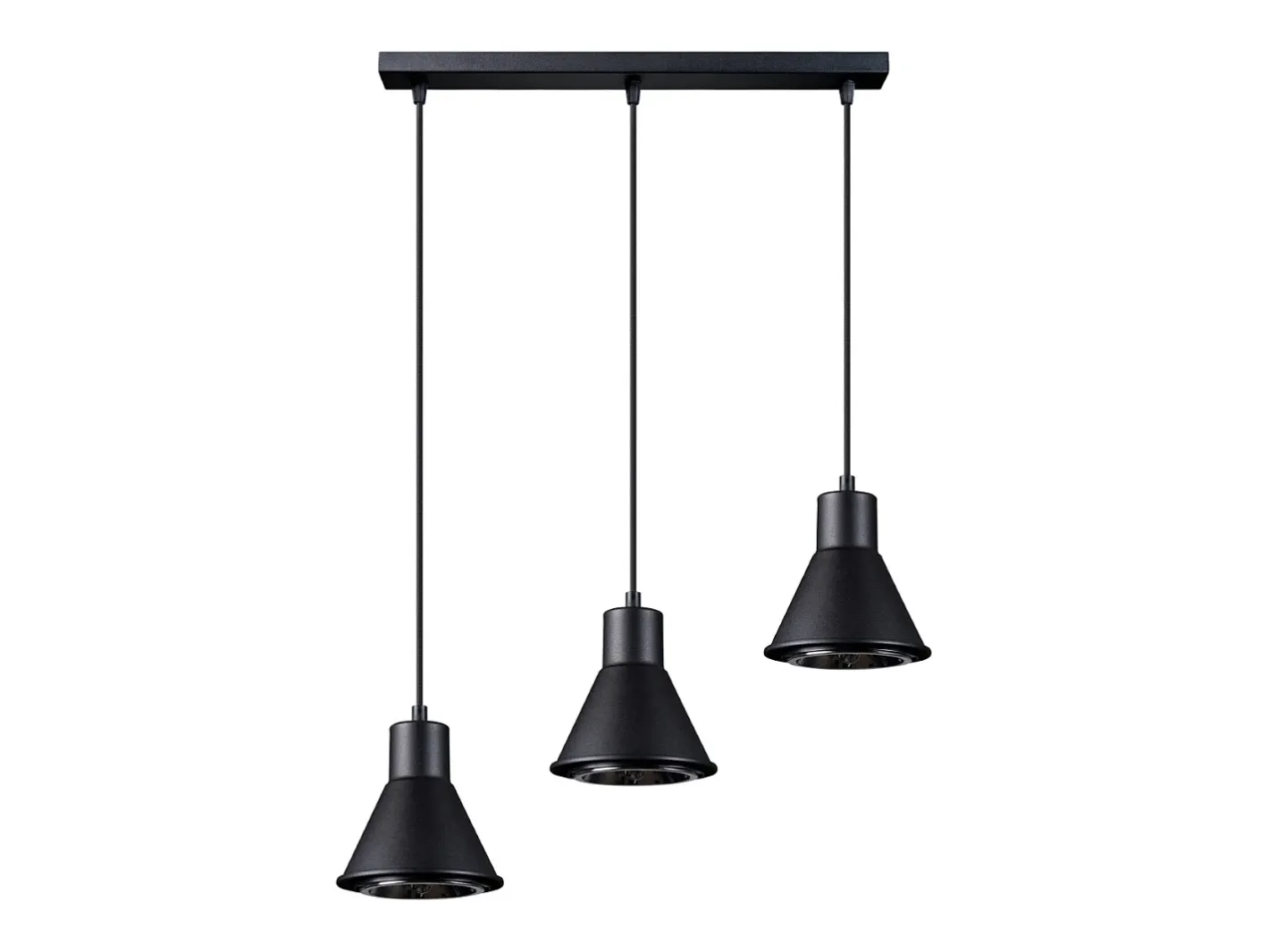Sollux Lighting Lámpara Suspendida-Lámparas colgantes Zylata moderno de acero - 3 fuentes luminosas 3000K - L.45 x A.120 cm - Negro
