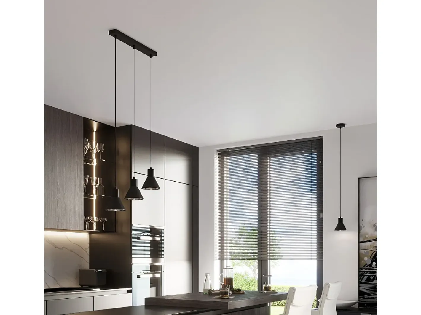 Sollux Lighting Lámpara Suspendida-Lámparas colgantes Zylata moderno de acero - 3 fuentes luminosas 3000K - L.45 x A.120 cm - Negro