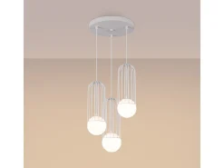 Online Sollux Lighting Lámparas colgantes Zynex moderno de acero - 3 fuentes luminosas 4000K - L.34 x A.115 cm - Blanco