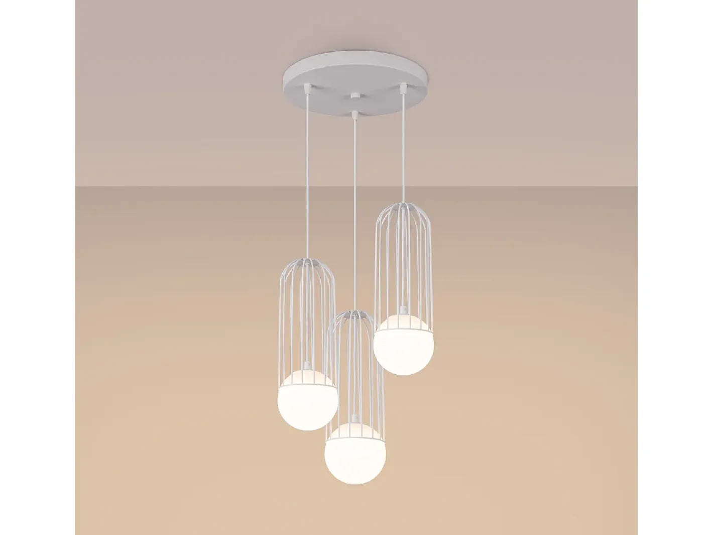 Online Sollux Lighting Lámparas colgantes Zynex moderno de acero - 3 fuentes luminosas 4000K - L.34 x A.115 cm - Blanco