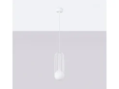 Discount Sollux Lighting Lámparas colgantes Zynex moderno de acero - 1 fuentes luminosas 3000K - L.12 x A.115 cm - Blanco
