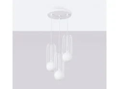 New Sollux Lighting Lámparas colgantes Zynex moderno de acero - 3 fuentes luminosas 3000K - L.34 x A.115 cm - Blanco