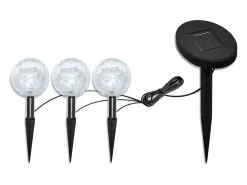 Lámparas de bola jardín LED anclajes y paneles solares 3 uds ES502074 Blanco Online