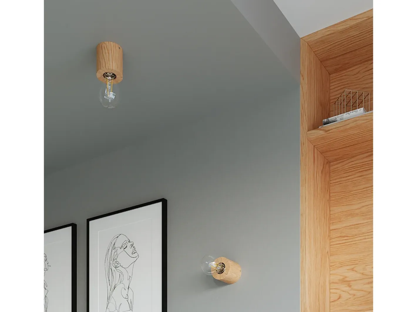 Sollux Lighting Lámparas de escritorio Nalvado escandinavo de madera - 1 fuentes luminosas 4000K - L.10 x A.10 cm - madera natural Color natural claro Hot