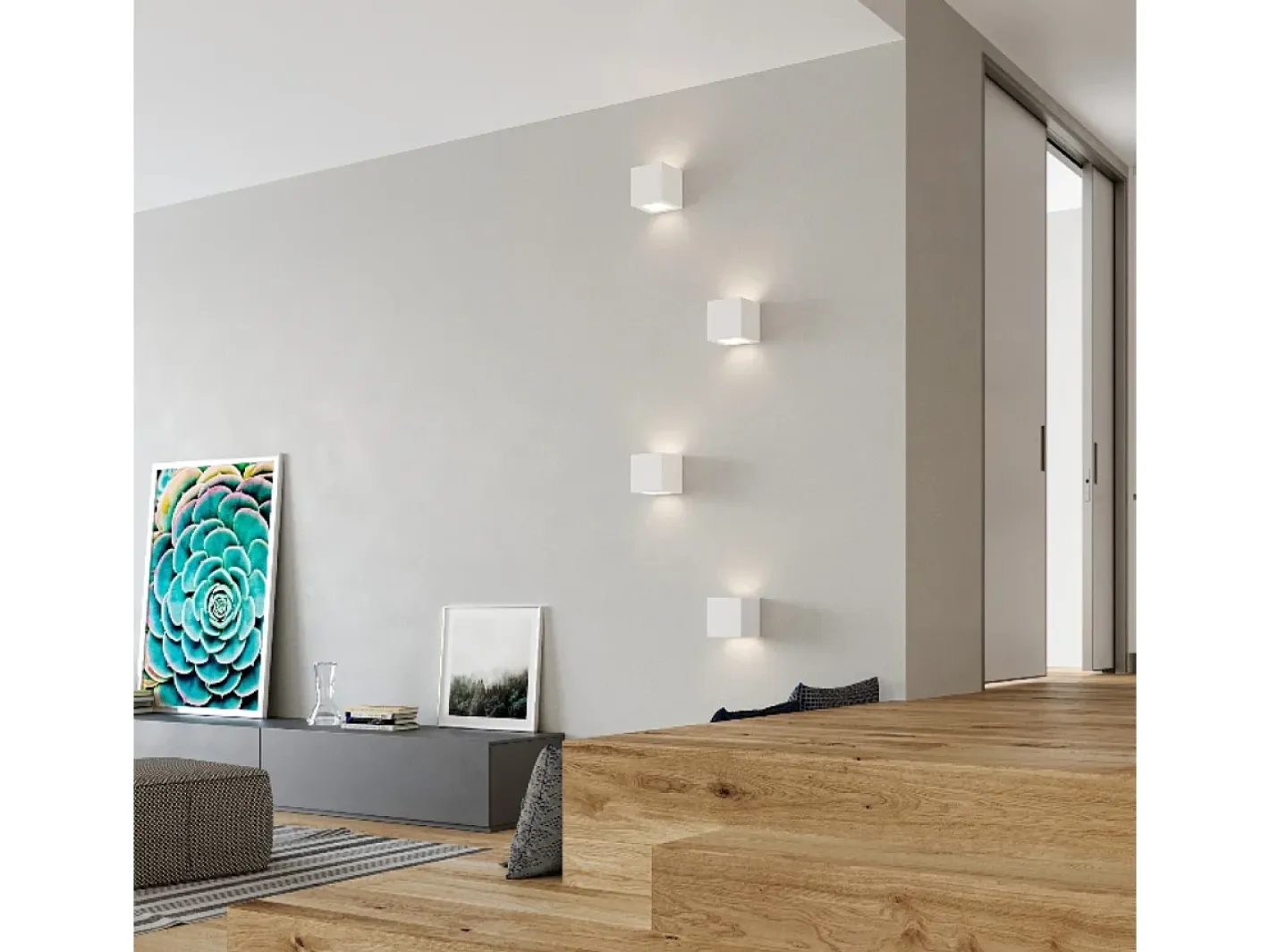 Sollux Lighting Aplique Para Pared-Lámparas de pared Astra moderno de cerámica/vidrio - 1 fuentes luminosas 3000K - L.14 x A.14 cm - Blanco