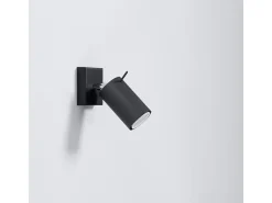 Clearance Sollux Lighting Lámparas de pared Briix moderno de acero - 1 fuentes luminosas 3000K - L.8 x A.16 cm - Negro