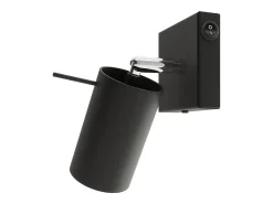 Clearance Sollux Lighting Lámparas de pared Briix moderno de acero - 1 fuentes luminosas 3000K - L.8 x A.16 cm - Negro