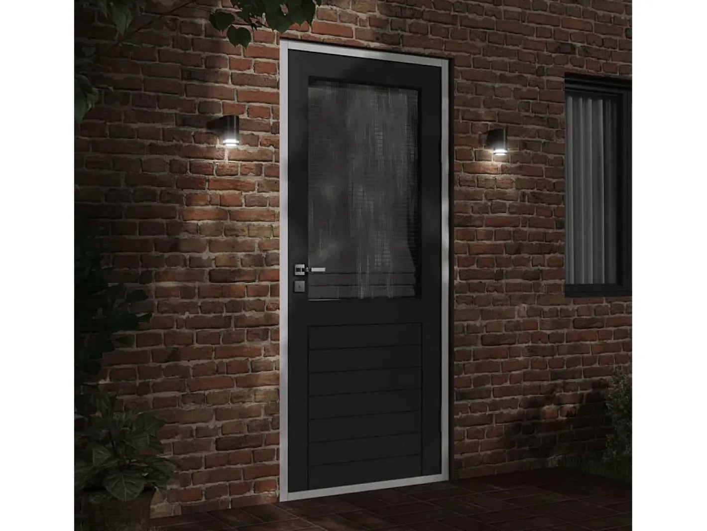 Aplique Para Pared-Lámparas de pared de exterior 2 uds aluminio fundido ES600351 Negro