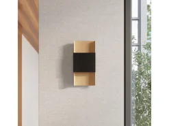 Best Sollux Lighting Lámparas De Pared Durlin Moderno De Acero - 2 Fuentes Luminosas - L.20 X A.40 Cm - Oro/Negro Negro / Dorado