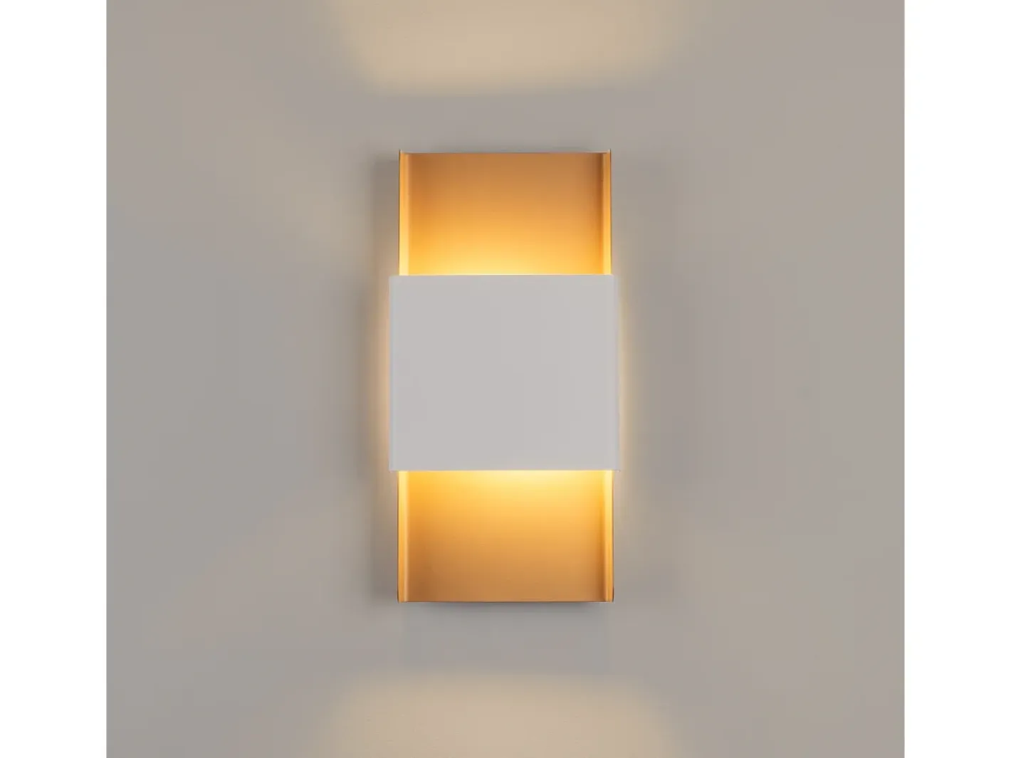 New Sollux Lighting Lámparas De Pared Durlin Moderno De Acero - 2 Fuentes Luminosas - L.20 X A.40 Cm - Oro/Blanco Dorado