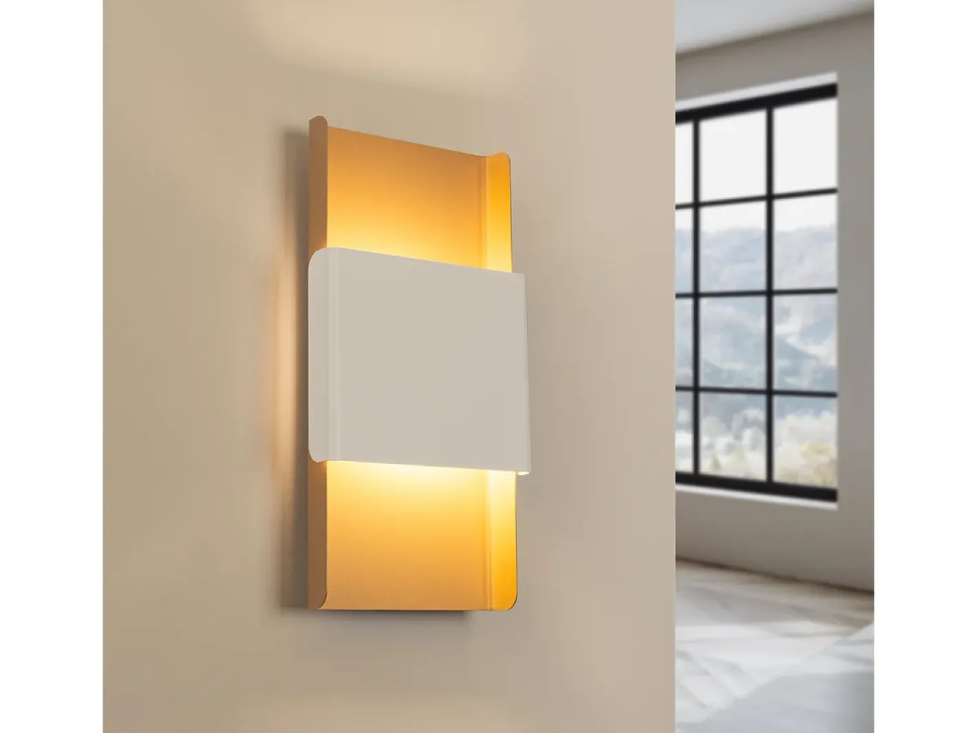 New Sollux Lighting Lámparas De Pared Durlin Moderno De Acero - 2 Fuentes Luminosas - L.20 X A.40 Cm - Oro/Blanco Dorado
