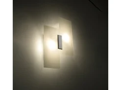 Clearance Sollux Lighting Lámparas de pared Fabulario moderno de acero/vidrio - 2 fuentes luminosas 4000K - L.27 x A.37 cm - cromo/blanco Gris