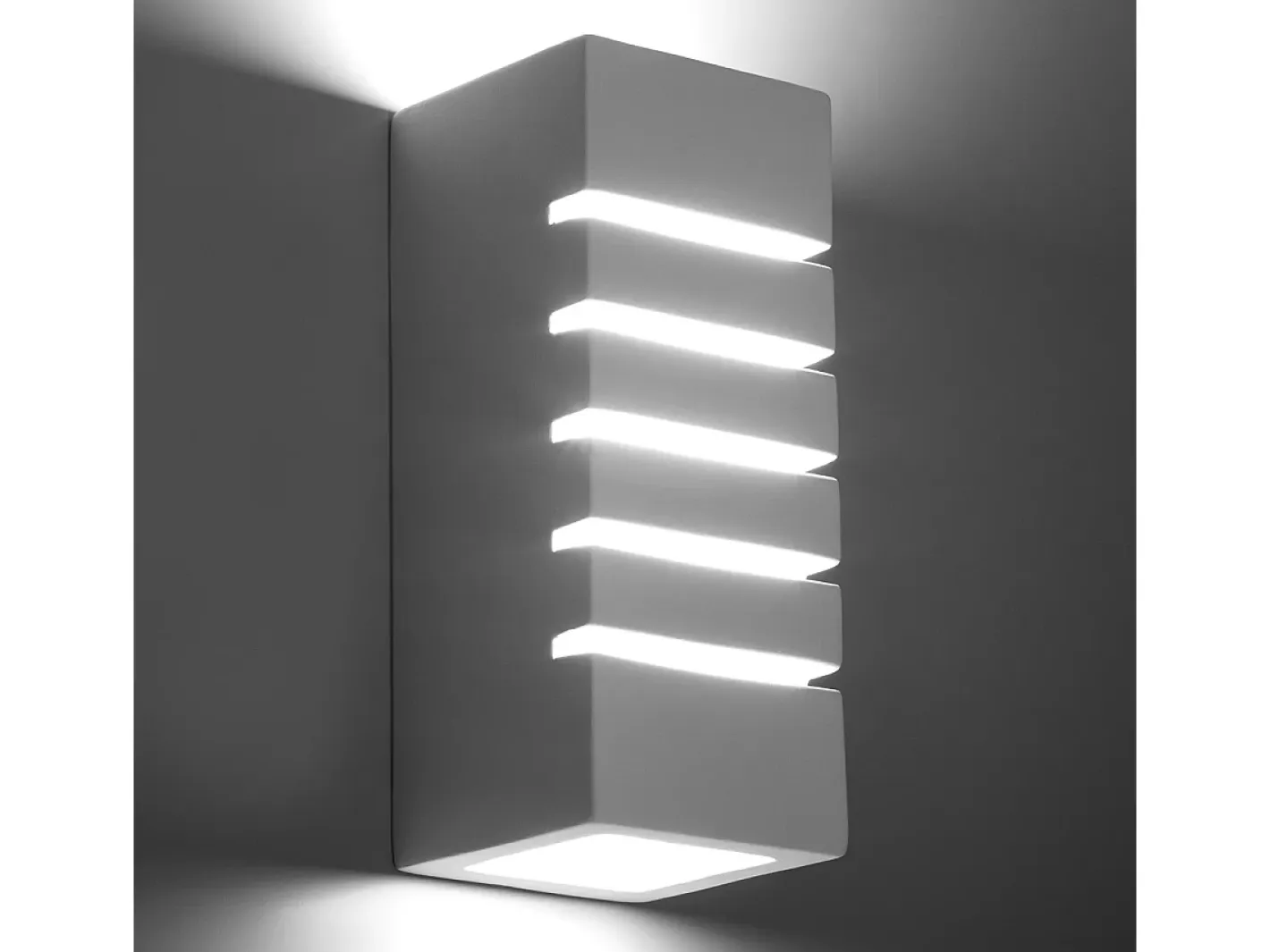 Outlet Sollux Lighting Lámparas de pared Flaam moderno de cerámica/vidrio - 1 fuentes luminosas 4000K - L.10,5 x A.26 cm - Blanco