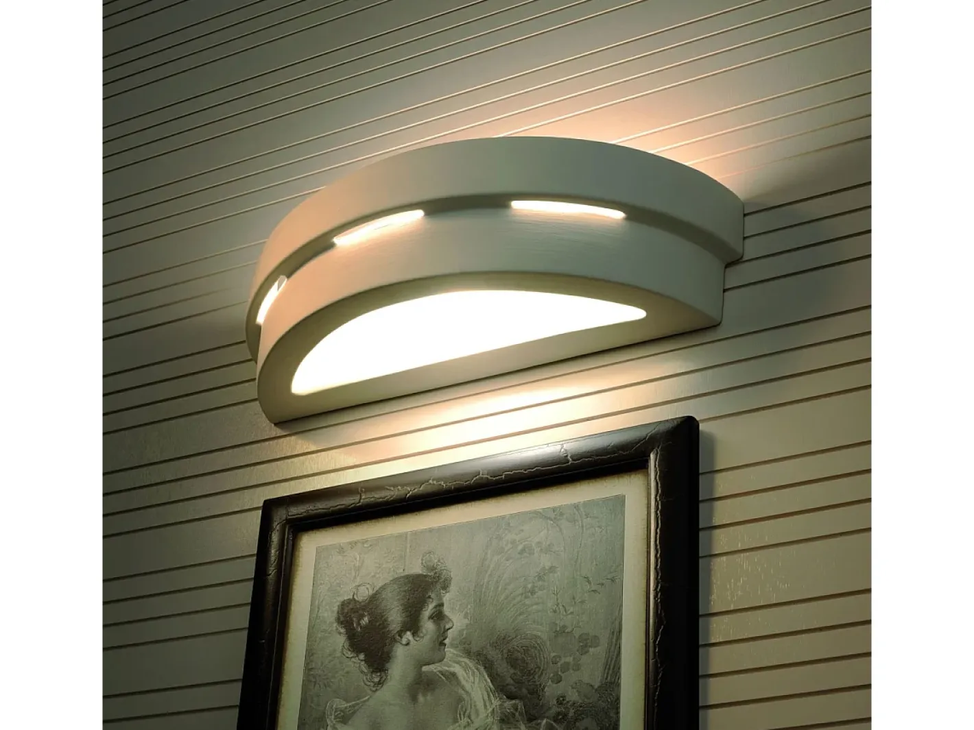 Sollux Lighting Lámparas de pared Gloch moderno de cerámica/vidrio - 1 fuentes luminosas 3000K - L.40 x A.10 cm - Blanco