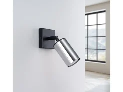 Sollux Lighting Lámpara Suspendida-Lámparas de pared Glois moderno de acero - 1 fuentes luminosas 3000K - L.8 x A.18,5 cm - /cromo Negro