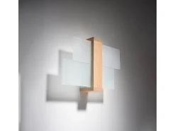 Sollux Lighting Aplique Para Pared-Lámparas de pared Ignis escandinavo de madera/vidrio - 1 fuentes luminosas 3000K - L.43 x A.30 cm - madera natural Color natural claro