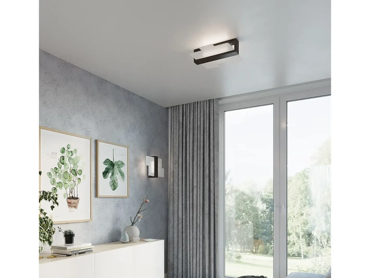 Sollux Lighting Lámparas de pared Ignis escandinavo de madera/vidrio - 1 fuentes luminosas 4000K - L.43 x A.30 cm - wengué Beige