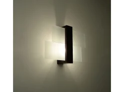 Sollux Lighting Lámparas de pared Ignis escandinavo de madera/vidrio - 1 fuentes luminosas 4000K - L.43 x A.30 cm - wengué Beige