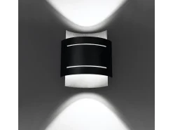 Sale Sollux Lighting Lámparas de pared Ignisra moderno de acero - 1 fuentes luminosas 4000K - L.21 x A.23 cm - Negro