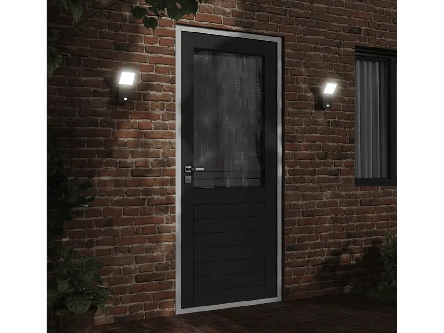Aplique Para Pared-Lámparas de pared LED exterior con sensor 2 uds aluminio ES338334 Negro