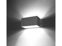 Sollux Lighting Aplique Para Pared-Lámparas de pared Quadx maxi moderno de aluminio - 2 fuentes luminosas 4000K - L.20 x A.10 cm - Gris
