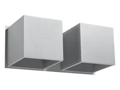 Sollux Lighting Lámparas de pared Quadx moderno de aluminio - 2 fuentes luminosas 4000K - L.26 x A.11 cm - Gris Sale