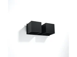 Sollux Lighting Lámparas de pared Quadx moderno de aluminio - 2 fuentes luminosas 3000K - L.26 x A.11 cm - Negro Clearance