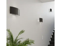 Sollux Lighting Lámparas de pared Terrium moderno de acero - 2 fuentes luminosas 3000K - L.34 x A.14 cm - Negro