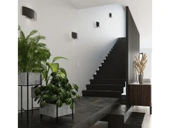 Sollux Lighting Lámparas de pared Terrium moderno de acero - 2 fuentes luminosas 3000K - L.34 x A.14 cm - Negro