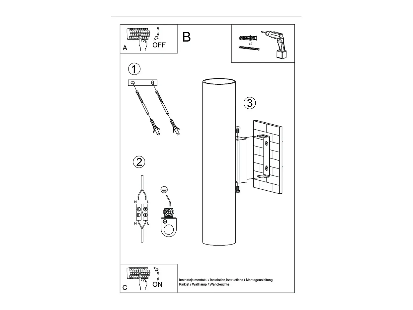 Sollux Lighting Lámparas de pared Toris moderno de acero - 2 fuentes luminosas 3000K - L.6 x A.30 cm - brillo Dorado Outlet