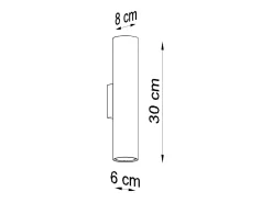 Sollux Lighting Lámparas de pared Toris moderno de acero - 2 fuentes luminosas 4000K - L.6 x A.30 cm - Negro
