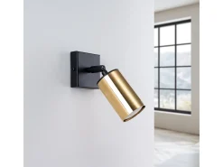 New Sollux Lighting Lámparas De Pared Winx Moderno De Acero - 1 Fuentes Luminosas - L.8 X A.18,5 Cm - Oro Negro Negro / Dorado