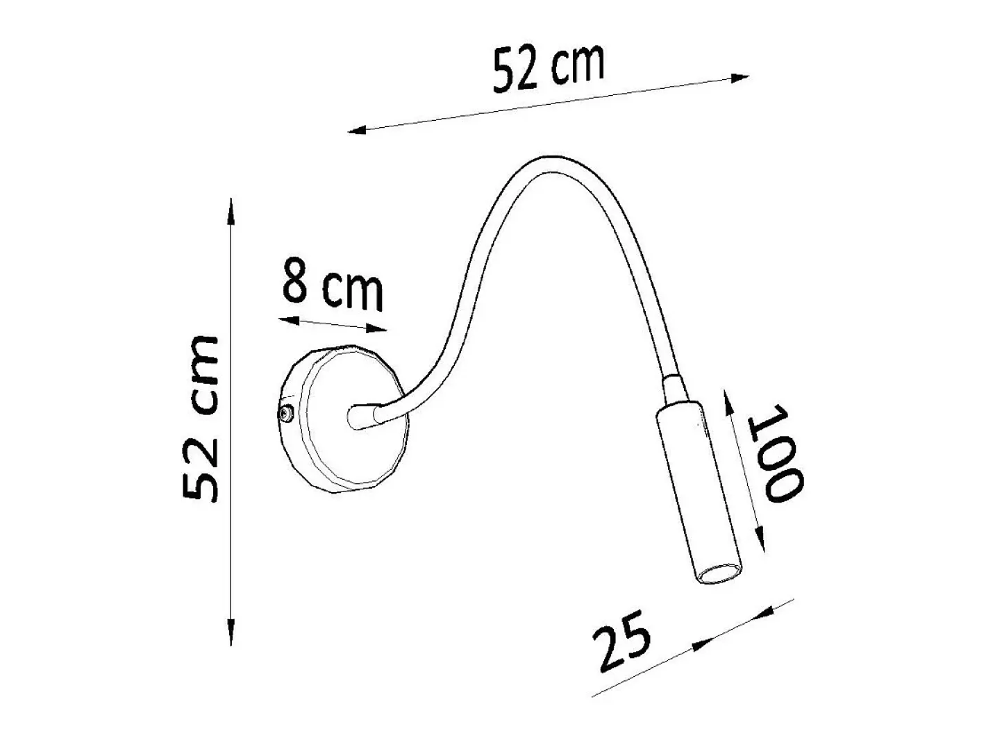 Sollux Lighting Aplique Para Pared-Lámparas de pared Xilar moderno de acero - 1 fuentes luminosas 4000K - L.8 x A.52 cm - Negro