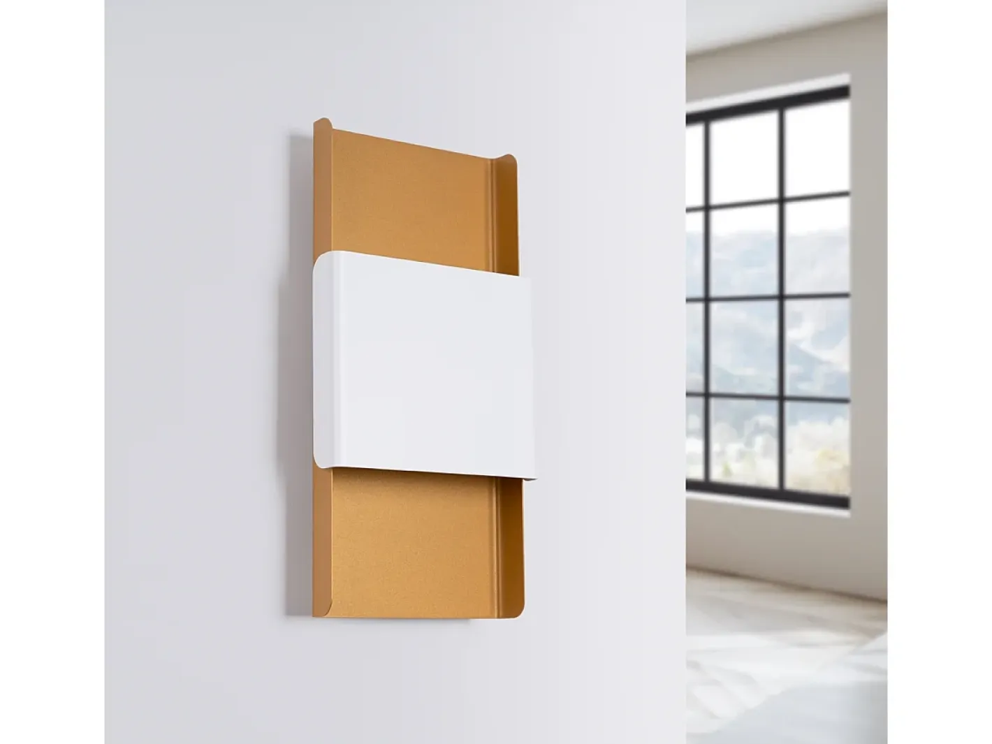 Sollux Lighting Plafón-Lámparas de pared Zelfon moderno de acero - 2 fuentes luminosas 3000K - L.20 x A.40 cm - oro/blanco Dorado
