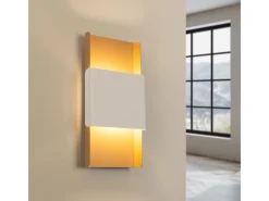 Sollux Lighting Plafón-Lámparas de pared Zelfon moderno de acero - 2 fuentes luminosas 3000K - L.20 x A.40 cm - oro/blanco Dorado