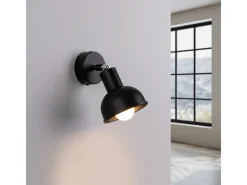 Hot Sollux Lighting Lámparas de pared Zenda desván de acero - 1 fuentes luminosas 4000K - L.19 x A.17 cm - Negro