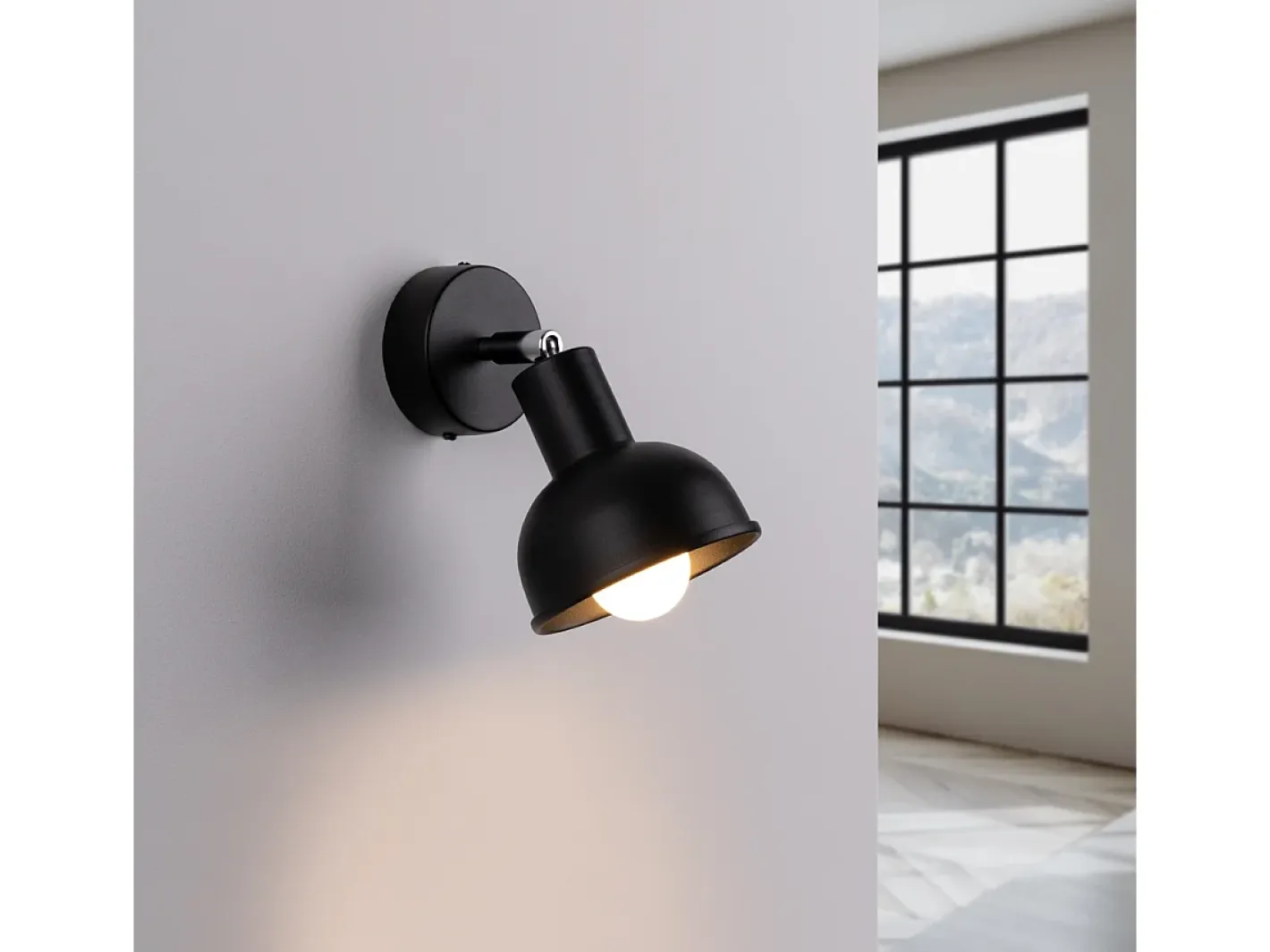 Hot Sollux Lighting Lámparas de pared Zenda desván de acero - 1 fuentes luminosas 4000K - L.19 x A.17 cm - Negro