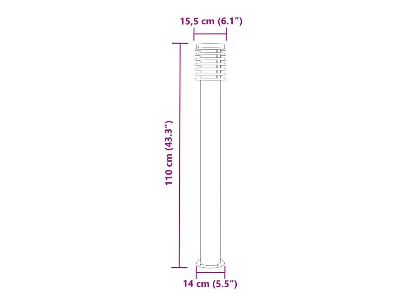 Helloshop26 Lámparas de pie de exterior plateadas de 3 piezas 110 cm acero inoxidable Plata 02_0042556 Gris New