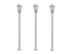 Iluminación Exterior-Lámparas de suelo de exterior 3 uds acero inoxidable 120 cm ES890392 Plateado