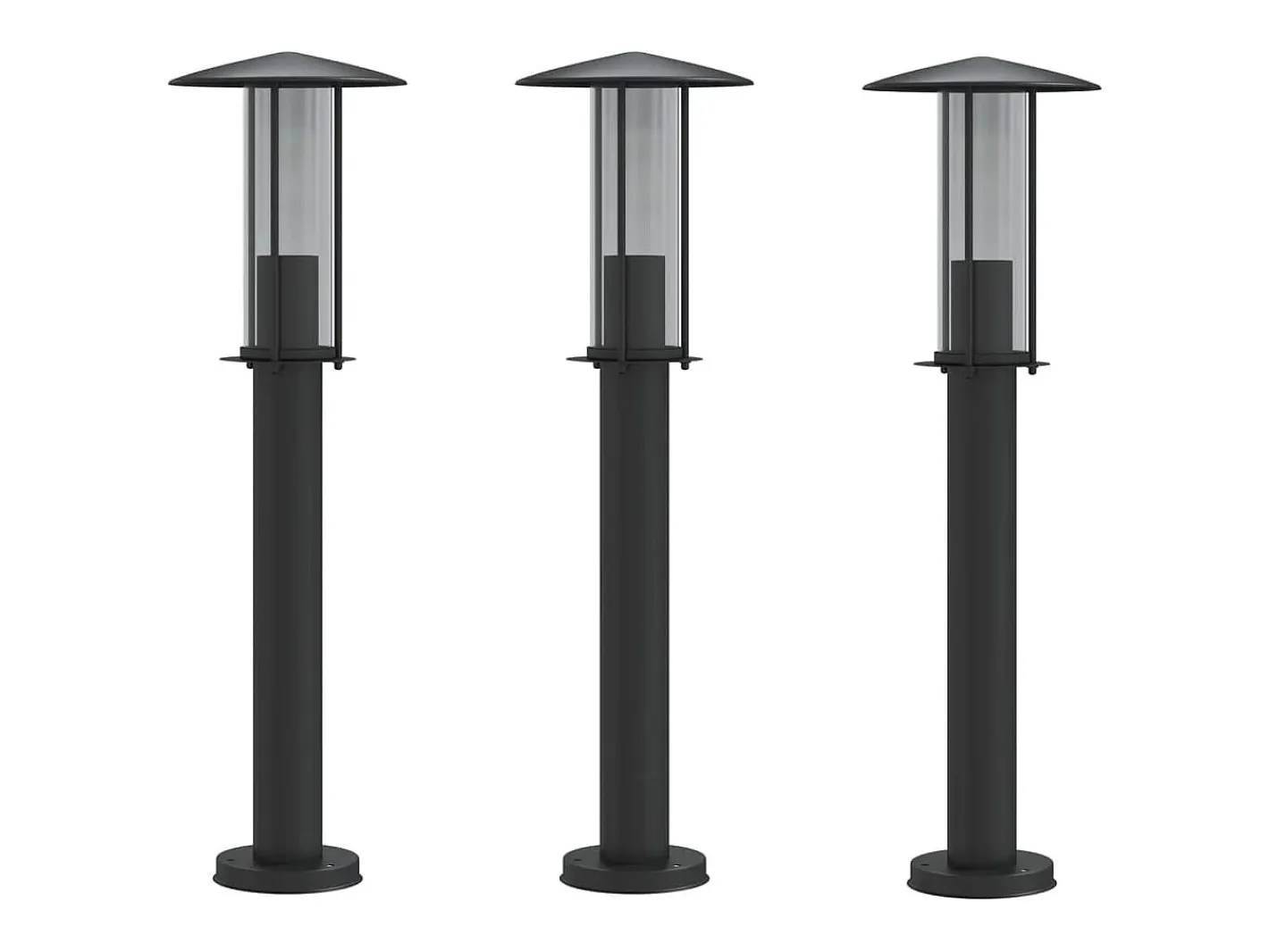 Lámparas de suelo de exterior 3 uds acero inoxidable 60cm ES336476 Negro