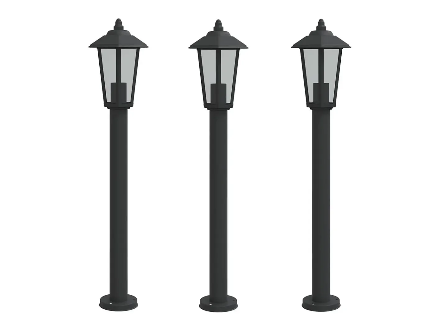 Online Lámparas de suelo de exterior 3 uds acero inoxidable 80cm ES718745 Negro