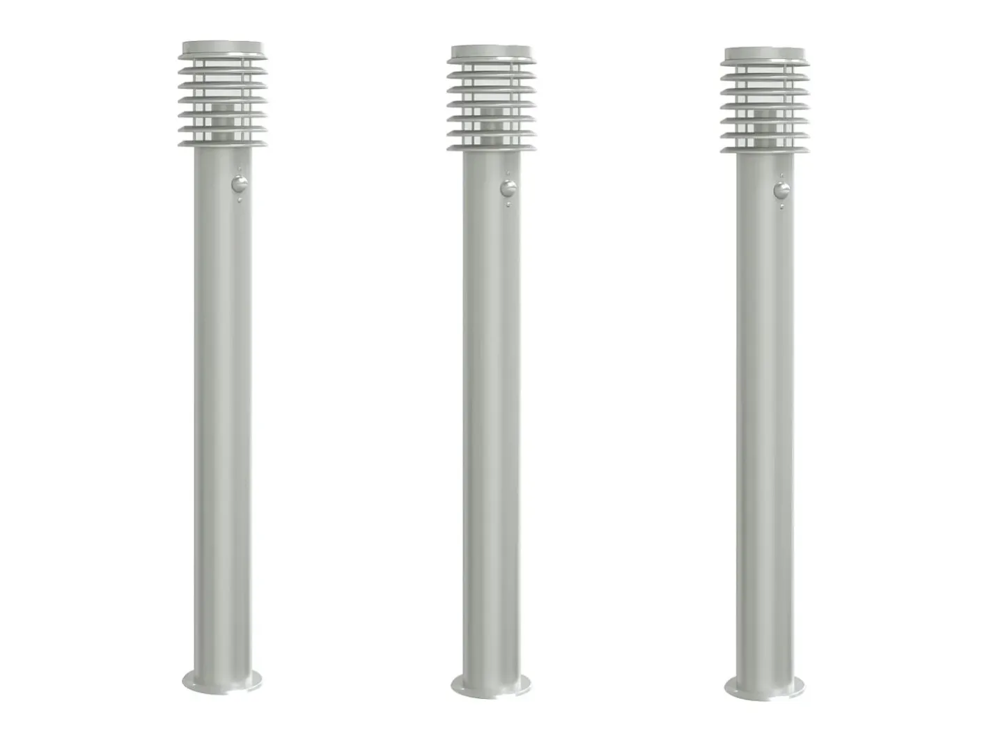 New Lámparas de suelo de exterior con sensor 3 uds acero inox 110cm ES409769 Plateado