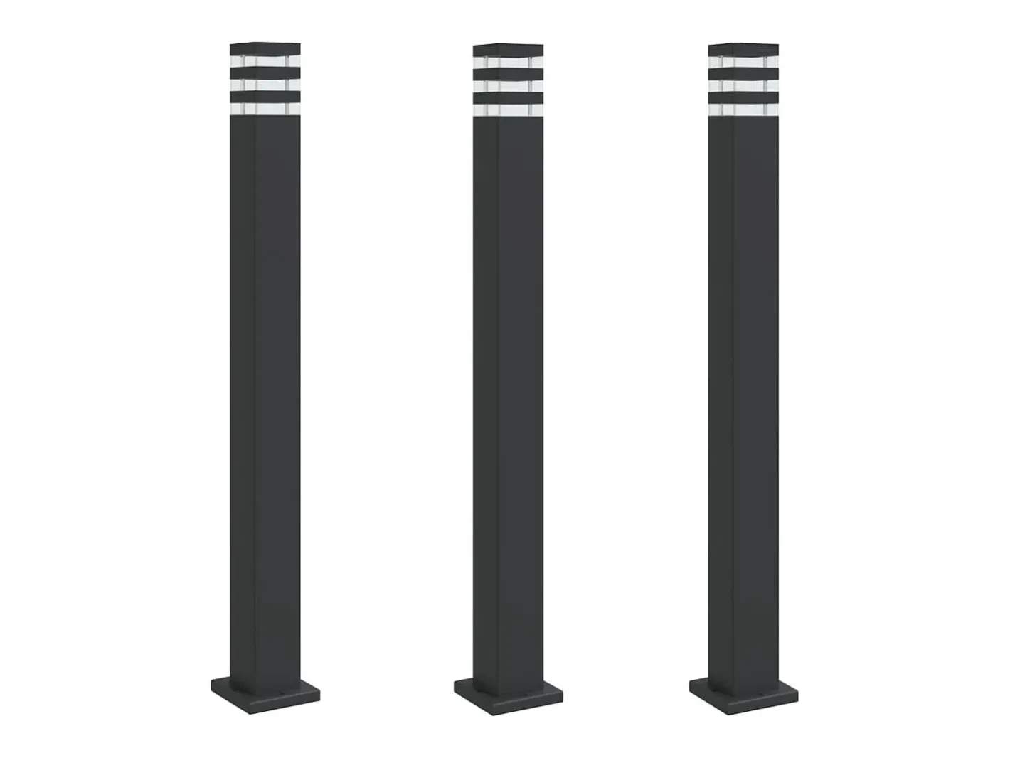 Lámparas de suelo de exterior 3 unidades aluminio 110 cm ES963951 Negro Clearance