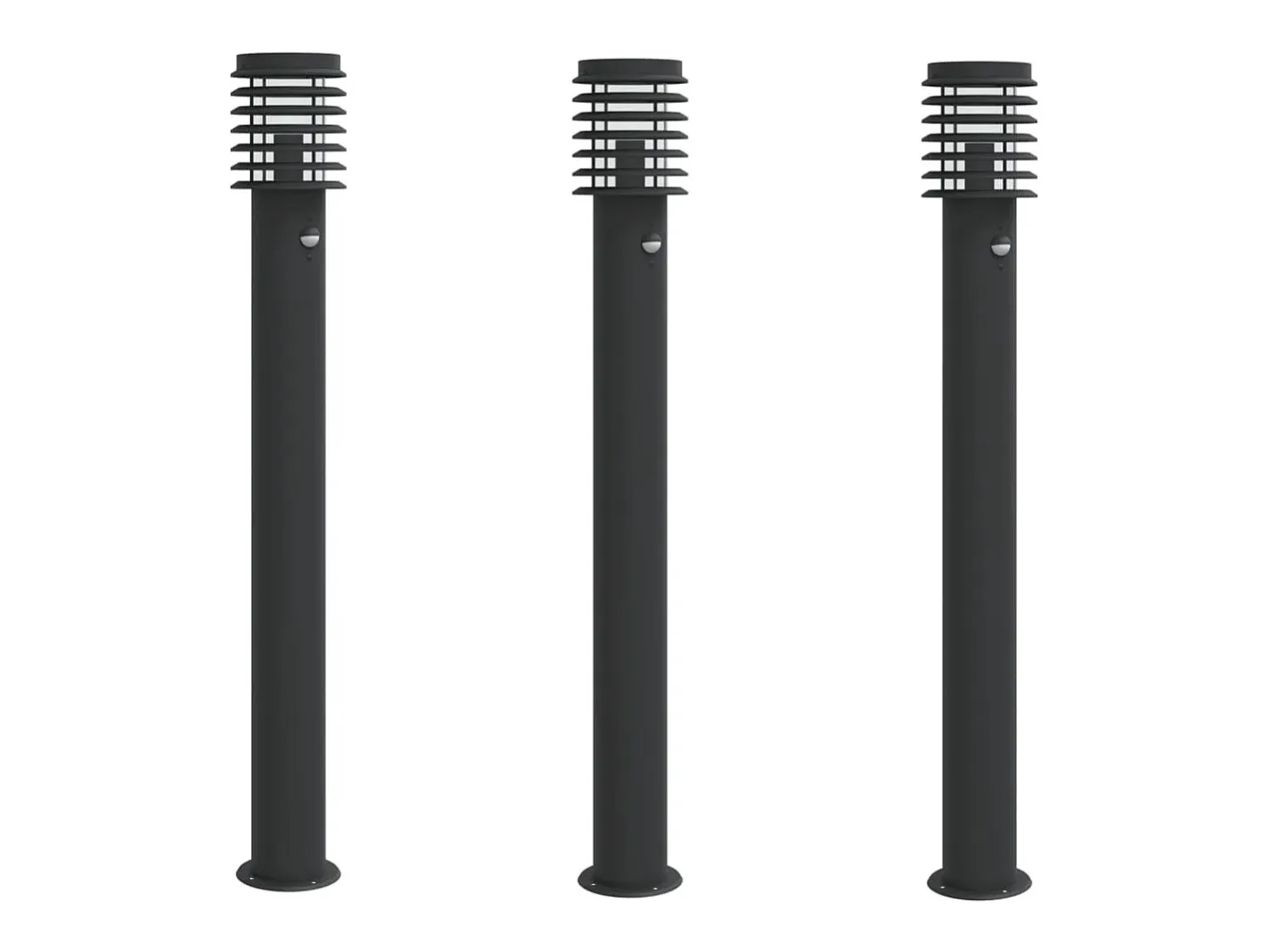 Lámparas de suelo exterior con sensor 3 uds acero 110 cm ES145888 Negro Clearance
