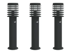 Discount Lámparas de suelo exterior con sensor 3 uds acero 60 cm ES634767 Negro