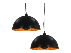 Online Lámparas de techo 2 uds semiesféricas y dorado 40 cm E27 ES784181 Negro
