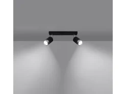 New Sollux Lighting Lámparas de techo Alvor moderno de acero - 2 fuentes luminosas 4000K - L.30 x A.18 cm - /cromo Negro