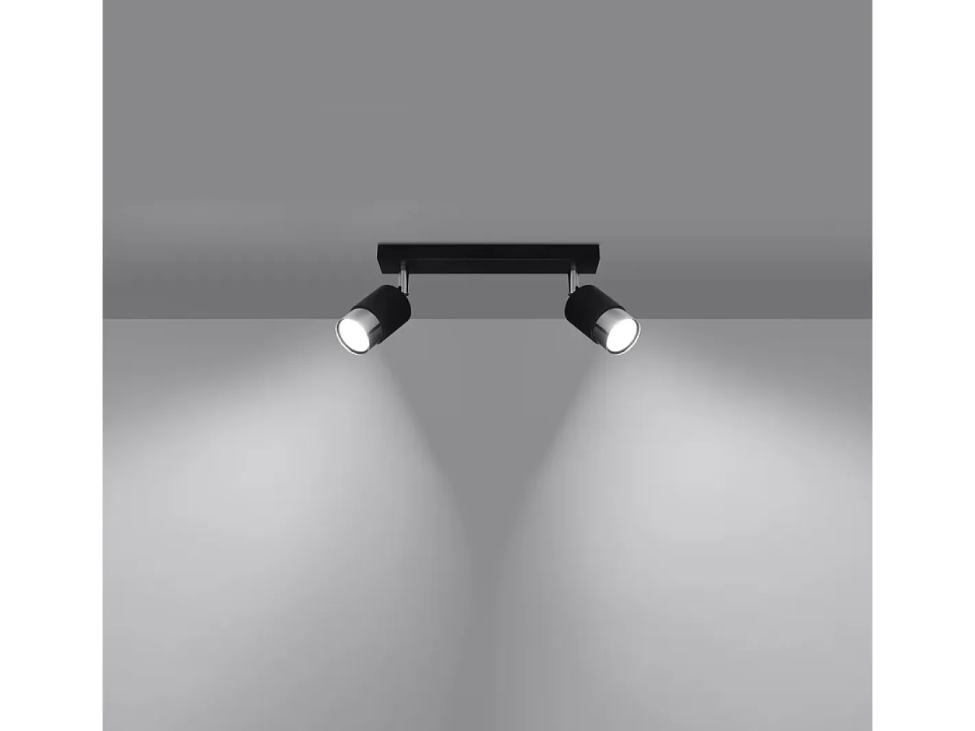 New Sollux Lighting Lámparas de techo Alvor moderno de acero - 2 fuentes luminosas 4000K - L.30 x A.18 cm - /cromo Negro