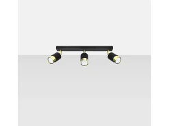 Sollux Lighting Lámparas de techo Alvor moderno de acero - 3 fuentes luminosas 3000K - L.45 x A.18 cm - oro Negro